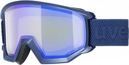 uvex Athletic FM Brillenträger Skibrille (4330 navy mat, mirror blue/green (S2))