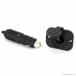 12V Stecker + Einbausteckdose mit Deckel