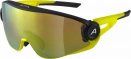 Alpina 5W1NG Q+CM Sportbrille (532 black matt/neon yellow, Quattroflex+CM, Scheibe: yellow mirror (S3))