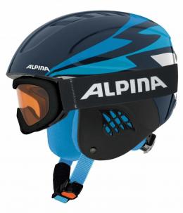 Alpina Carat Set Skihelm inklusive Skibrille (Größe: 48-52 cm, 81 nightblue inkl. Ruby S)