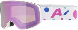 Alpina Fernie Kinderskibrille (813 white confetti matt, Scheibe: mirror rose (S2))