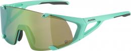 Alpina Hawkeye small Q-Lite Sportbrille (071 turquoise matt, Scheibe: Q-Lite, green mirror (S3))