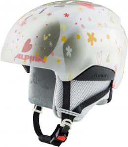 Alpina Pizi Kinder Skihelm (46-51 cm, 11 pearlwhite/hearts gloss)