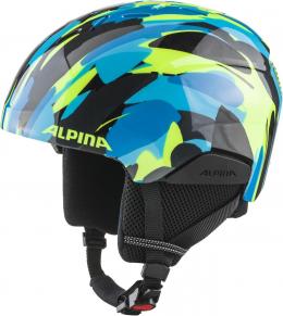 Alpina Pizi Kinder Skihelm (51-55 cm, 60 neon blue/green gloss)