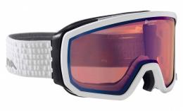 Alpina Scarabeo Brillentäger Skibrille (811 weiß, Scheibe: QUATTRO-MIRROR blue)