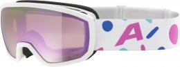 Alpina Scarabeo Jr Q-Lite Skibrille Brillenträger (852 white confetti matt, Scheibe: MIRROR rose (S2))