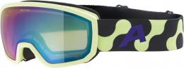 Alpina Scarabeo Jr Q-Lite Skibrille Brillenträger (871 sunny/lime matt, Scheibe: MIRROR green (S2))