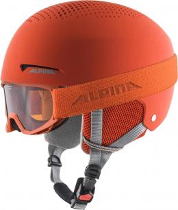 Alpina Zupo Set Skihelm + Skibrille Piney (51-55 cm, 40 pumpkin/orange matt inkl. Piney)