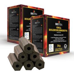 BIOTEN Premium Grill Holzkohlebriketts 2x3kg