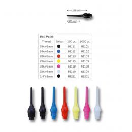 BULL'S Ball Point Softdart Spitzen schwarz 8mm(1/4BSF) 100 St?ck