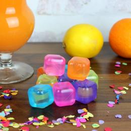 Bunte Eiswürfel in orange, pink, blau, gelb und lila - Kunststoff -...