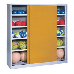 C+P Ballschrank (HxBxT: 195x120x60 cm, mit Vollblech-Schiebetüren, Typ 4), Goldgelb (RAL 1004), Gleichschließung