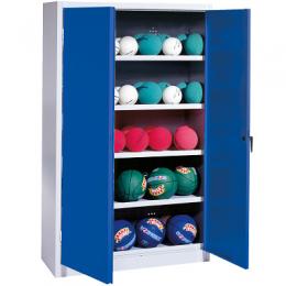 C+P Ballschrank (HxBxT 195x150x50 cm, mit Vollblech-Flügeltüren, Typ 3), Enzianblau (RAL 5010), Einzelschließung