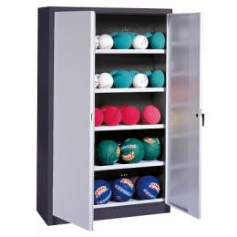 C+P Ballschrank (HxBxT 195x150x50 cm, mit Vollblech-Flügeltüren, Typ 3), Lichtgrau (RAL 7035), Anthrazit (RAL 7021)