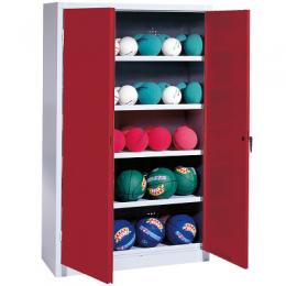 C+P Ballschrank (HxBxT 195x150x50 cm, mit Vollblech-Flügeltüren, Typ 3), Rubinrot (RAL 3003), Einzelschließung