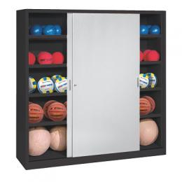 C+P Ballschrank (HxBxT 195x160x50 cm, mit Vollblech-Schiebetüren, Typ 4), Lichtgrau (RAL 7035), Anthrazit (RAL 7021)