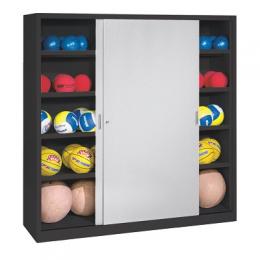 C+P Ballschrank (HxBxT 195x190x60 cm, mit Vollblech-Schiebetüren, Typ 4), Lichtgrau (RAL 7035), Anthrazit (RAL 7021)