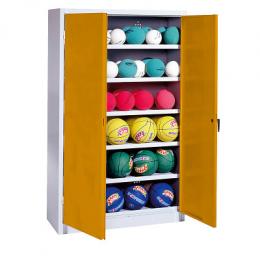 C+P Ballschrank mit Vollblech-Flügeltüren (Typ 3), HxBxT: 195x120x50 cm, Goldgelb (RAL 1004), Gleichschließung