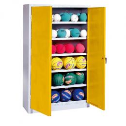 C+P Ballschrank mit Vollblech-Flügeltüren (Typ 3), HxBxT: 195x120x50 cm, Verkehrsgelb (RAL 1023), Gleichschließung