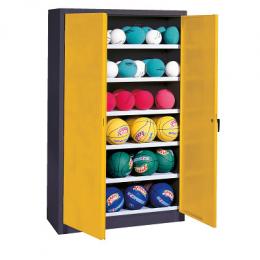 C+P Ballschrank mit Vollblech-Flügeltüren (Typ 3), HxBxT 195x93x40 cm, Verkehrsgelb (RAL 1023), Anthrazit (RAL 7021), Gleichschließung