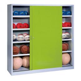C+P Ballschrank mit Vollblech-Schiebetüren (Typ 4), HxBxT: 195x120x40 cm, Clowngrün (RAL 110 80 60), Einzelschließung