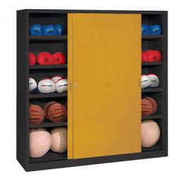 C+P Ballschrank mit Vollblech-Schiebetüren (Typ 4), HxBxT: 195x120x40 cm, Goldgelb (RAL 1004), Anthrazit (RAL 7021), Einzelschließung