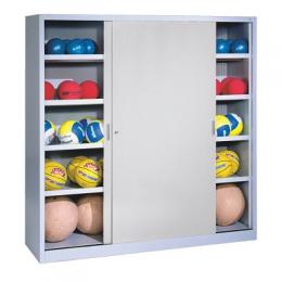 C+P Ballschrank mit Vollblech-Schiebetüren (Typ 4), HxBxT 195x120x50 cm, Clowngrün (RAL 110 80 60), Gleichschließung