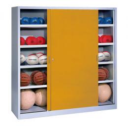 C+P Ballschrank mit Vollblech-Schiebetüren (Typ 4), HxBxT 195x120x50 cm, Goldgelb (RAL 1004), Einzelschließung