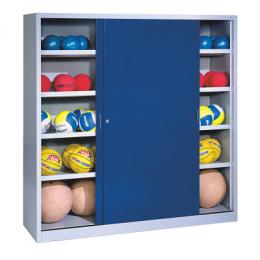 C+P Ballschrank mit Vollblech-Schiebetüren (Typ 4), HxBxT: 195x120x60 cm, Enzianblau (RAL 5010), Gleichschließung