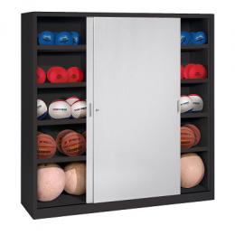 C+P Ballschrank mit Vollblech-Schiebetüren (Typ 4), HxBxT: 195x120x60 cm, Lichtgrau (RAL 7035), Anthrazit (RAL 7021), Einzelschließung