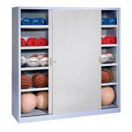 C+P Ballschrank mit Vollblech-Schiebetüren (Typ 4), HxBxT: 195x120x60 cm, Lichtgrau (RAL 7035), Einzelschließung