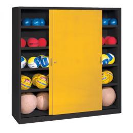 C+P Ballschrank mit Vollblech-Schiebetüren (Typ 4), HxBxT: 195x120x60 cm, Verkehrsgelb (RAL 1023), Gleichschließung