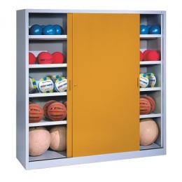 C+P Ballschrank mit Vollblech-Schiebetüren (Typ 4), HxBxT: 195x160x40 cm, Goldgelb (RAL 1004), Einzelschließung