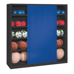 C+P Ballschrank mit Vollblech-Schiebetüren (Typ 4), HxBxT 195x160x50 cm, Lichtgrau (RAL 7035), Gleichschließung