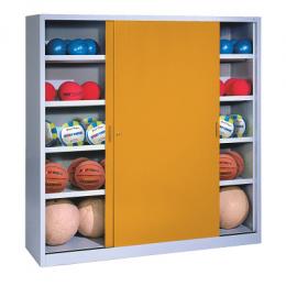 C+P Ballschrank mit Vollblech-Schiebetüren (Typ 4), HxBxT: 195x160x60 cm, Goldgelb (RAL 1004), Gleichschließung