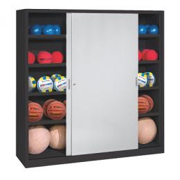 C+P Ballschrank mit Vollblech-Schiebetüren (Typ 4), HxBxT: 195x160x60 cm, Lichtgrau (RAL 7035), Anthrazit (RAL 7021), Gleichschließung