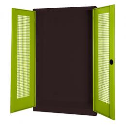 C+P Modul-Sportgeräteschrank mit Lochblech-Flügeltüren, HxBxT 195x120x50 cm, Ergo-Lock Muldengriff, Clowngrün (RAL 110 80 60), Anthrazit (RAL 7021), Einzelschließung