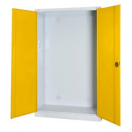 C+P Modul-Sportgeräteschrank mit Lochblech-Flügeltüren, HxBxT 195x120x50 cm, Ergo-Lock Muldengriff, Verkehrsgelb (RAL 1023), Lichtgrau (RAL 7035), Einzelschließung