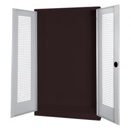 C+P Modul-Sportgeräteschrank mit Lochblech-Flügeltüren, HxBxT 195x120x50 cm, Lichtgrau (RAL 7035), Ergo-Lock Muldengriff, Anthrazit (RAL 7021), Einzelschließung