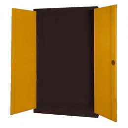 C+P Modul-Sportgeräteschrank mit Vollblech-Flügeltüren, HxBxT 195x120x50 cm, Ergo-Lock Muldengriff, Goldgelb (RAL 1004), Anthrazit (RAL 7021), Einzelschließung
