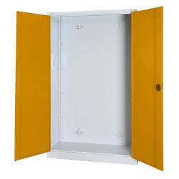 C+P Modul-Sportgeräteschrank mit Vollblech-Flügeltüren, HxBxT 195x120x50 cm, Ergo-Lock Muldengriff, Goldgelb (RAL 1004), Lichtgrau (RAL 7035), Einzelschließung