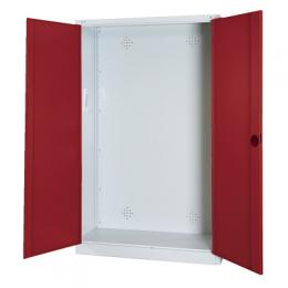C+P Modul-Sportgeräteschrank mit Vollblech-Flügeltüren, HxBxT 195x120x50 cm, Ergo-Lock Muldengriff, Rubinrot (RAL 3003), Lichtgrau (RAL 7035), Einzelschließung