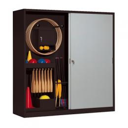 C+P Sportgeräteschrank (HxBxT 195x190x60 cm, mit Vollblech-Schiebetüren, Typ 5), Lichtgrau (RAL 7035), Anthrazit (RAL 7021)