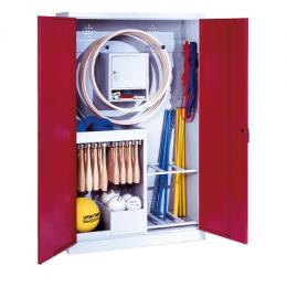 C+P Sportgeräteschrank mit Vollblech-Flügeltüren (Typ 1), HxBxT 195x120x50 cm, Ergo-Lock Muldengriff, Rubinrot (RAL 3003), Lichtgrau (RAL 7035), Einzelschließung