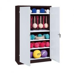 C+P Sportgeräteschrank mit Vollblech-Flügeltüren (Typ 2), HxBxT 195x120x50 cm, Lichtgrau (RAL 7035), Ergo-Lock Muldengriff, Anthrazit (RAL 7021), Einzelschließung