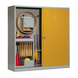 C+P Sportgeräteschrank mit Vollblech-Schiebetüren (Typ 5), HxBxT 195x190x60 cm, Goldgelb (RAL 1004), Gleichschließung