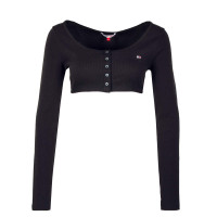 Damen Langarm Top - Super Crop Buttom - Black