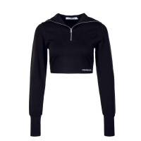 Damen Longsleeve - Zipper Milano - Black