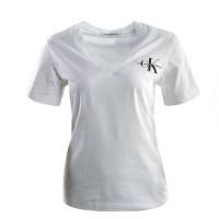Damen T-Shirt - Monologo Slim V-Neck Bright - White
