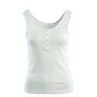 Damen Top - Simple Life Button - Cloud Dancer